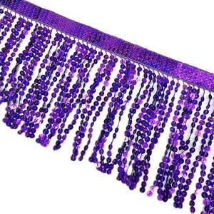 9.8 Yards Purple Sequins Fringe Trim 6"  Sewing Trim  DIY Craft Embellishment